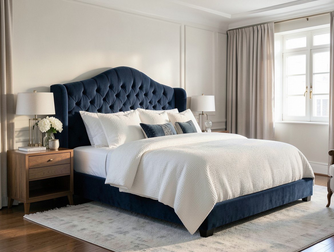 Cama cómoda en un dormitorio contemporáneo
